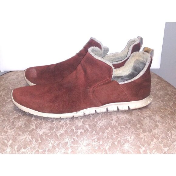 Cole Haan Womens slip-on shoes 9.5M Zerogrand Brown Suede comfy faur fur lined - Picture 2 of 7